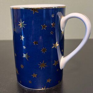Sakura GALAXY BLUE 14k Gold Stars & Accents Cobalt Blue Fine Porcelain Cup Mug